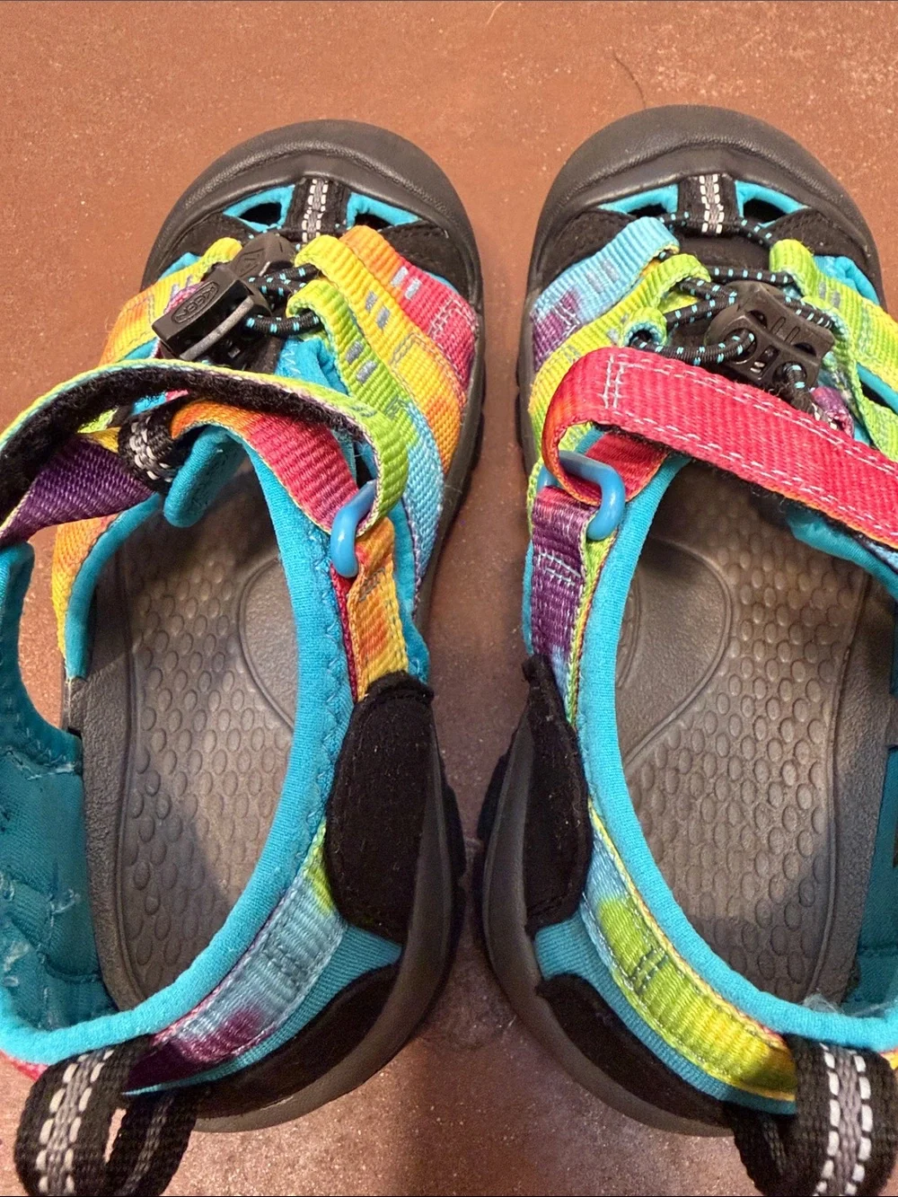 KEEN Newport H2 Kids' Multicolor Tie-Dye Sandal - Blue/Yellow